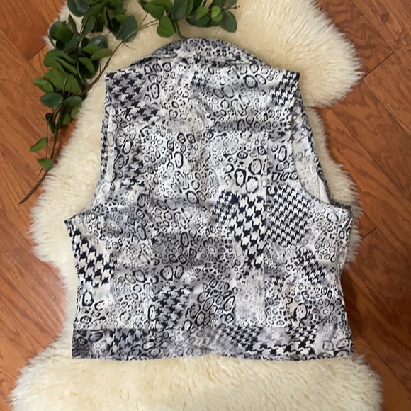 Black & Gray Houndstooth & Snakeskin Denim Vest / Small - Picture 6 of 11